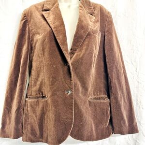 Vintage Butterfly for Prestige Brown Cotton Velvet 3 Pockets Women's Blazer 12